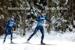 01.01.2024, Toblach, Italy (ITA): Jules Chappaz (FRA), Federico Pellegrino (ITA), (l-r)  - FIS world cup cross-country, tour de ski, pursuit, Toblach (ITA). www.nordicfocus.com. © Modica/NordicFocus. Every downloaded picture is fee-liable.