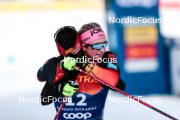 01.01.2024, Toblach, Italy (ITA): Coletta Rydzek (GER), Laura Gimmler (GER), (l-r)  - FIS world cup cross-country, tour de ski, pursuit, Toblach (ITA). www.nordicfocus.com. © Modica/NordicFocus. Every downloaded picture is fee-liable.