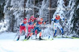 01.01.2024, Toblach, Italy (ITA): Nadine Faehndrich (SUI), Teresa Stadlober (AUT), Patricija Eiduka (LAT), Ebba Andersson (SWE), (l-r)  - FIS world cup cross-country, tour de ski, pursuit, Toblach (ITA). www.nordicfocus.com. © Modica/NordicFocus. Every downloaded picture is fee-liable.
