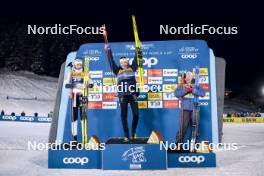 03.01.2024, Davos, Switzerland (SUI): Kristine Stavaas Skistad (NOR), Linn Svahn (SWE), Jessie Diggins (USA), (l-r) - FIS world cup cross-country, tour de ski, individual sprint, Davos (SUI). www.nordicfocus.com. © Modica/NordicFocus. Every downloaded picture is fee-liable.