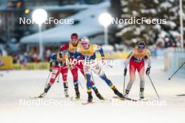 03.01.2024, Davos, Switzerland (SUI): Kristine Stavaas Skistad (NOR), Emma Ribom (SWE), Lea Fischer (SUI), (l-r)  - FIS world cup cross-country, tour de ski, individual sprint, Davos (SUI). www.nordicfocus.com. © Modica/NordicFocus. Every downloaded picture is fee-liable.