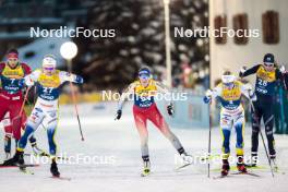 03.01.2024, Davos, Switzerland (SUI): Kristine Stavaas Skistad (NOR), Lea Fischer (SUI), Caterina Ganz (ITA), (l-r)  - FIS world cup cross-country, tour de ski, individual sprint, Davos (SUI). www.nordicfocus.com. © Modica/NordicFocus. Every downloaded picture is fee-liable.
