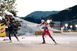 03.01.2024, Davos, Switzerland (SUI): Federica Sanfilippo (ITA), Kristin Austgulen Fosnaes (NOR), (l-r)  - FIS world cup cross-country, tour de ski, individual sprint, Davos (SUI). www.nordicfocus.com. © Modica/NordicFocus. Every downloaded picture is fee-liable.