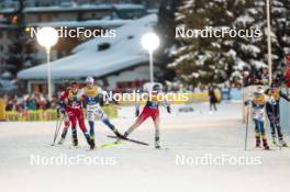 03.01.2024, Davos, Switzerland (SUI): Kristine Stavaas Skistad (NOR), Emma Ribom (SWE), Lea Fischer (SUI), Jonna Sundling (SWE), Caterina Ganz (ITA), (l-r)  - FIS world cup cross-country, tour de ski, individual sprint, Davos (SUI). www.nordicfocus.com. © Modica/NordicFocus. Every downloaded picture is fee-liable.