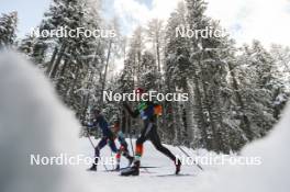 04.01.2024, Davos, Switzerland (SUI): Maurice Manificat (FRA), Olivier Leveille (CAN), Jan Stoelben (GER), (l-r)  - FIS world cup cross-country, tour de ski, pursuit, Davos (SUI). www.nordicfocus.com. © Modica/NordicFocus. Every downloaded picture is fee-liable.