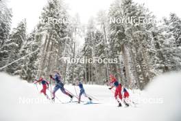 04.01.2024, Davos, Switzerland (SUI): Anne Kjersti Kalvaa (NOR), Samantha Smith (USA), Sophia Laukli (USA), Teresa Stadlober (AUT), Giuliana Werro (SUI), (l-r)  - FIS world cup cross-country, tour de ski, pursuit, Davos (SUI). www.nordicfocus.com. © Modica/NordicFocus. Every downloaded picture is fee-liable.