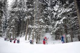 04.01.2024, Davos, Switzerland (SUI): Sophia Laukli (USA), Victoria Carl (GER), Anne Kjersti Kalvaa (NOR), Caterina Ganz (ITA), Delphine Claudel (FRA), Teresa Stadlober (AUT), Samantha Smith (USA), (l-r)  - FIS world cup cross-country, tour de ski, pursuit, Davos (SUI). www.nordicfocus.com. © Modica/NordicFocus. Every downloaded picture is fee-liable.