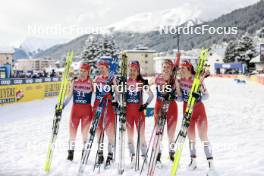 04.01.2024, Davos, Switzerland (SUI): Nadja Kaelin (SUI), Nadine Faehndrich (SUI), Giuliana Werro (SUI), Desiree Steiner (SUI), Anja Weber (SUI), (l-r)  - FIS world cup cross-country, tour de ski, pursuit, Davos (SUI). www.nordicfocus.com. © Modica/NordicFocus. Every downloaded picture is fee-liable.