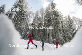 04.01.2024, Davos, Switzerland (SUI): Martin Loewstroem Nyenget (NOR), Hugo Lapalus (FRA), Haavard Solaas Taugboel (NOR), (l-r)  - FIS world cup cross-country, tour de ski, pursuit, Davos (SUI). www.nordicfocus.com. © Modica/NordicFocus. Every downloaded picture is fee-liable.