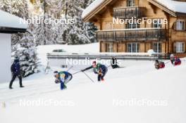 04.01.2024, Davos, Switzerland (SUI): Johan Haeggstroem (SWE), Jan Stoelben (GER), Mika Vermeulen (AUT), Paal Golberg (NOR), (l-r)  - FIS world cup cross-country, tour de ski, pursuit, Davos (SUI). www.nordicfocus.com. © Modica/NordicFocus. Every downloaded picture is fee-liable.