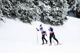 02.01.2024, Davos, Switzerland (SUI): Emma Ribom (SWE), Johanna Hagstroem (SWE), (l-r)  - FIS world cup cross-country, tour de ski, training, Davos (SUI). www.nordicfocus.com. © Modica/NordicFocus. Every downloaded picture is fee-liable.