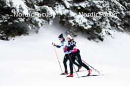02.01.2024, Davos, Switzerland (SUI): Emma Ribom (SWE), Johanna Hagstroem (SWE), (l-r)  - FIS world cup cross-country, tour de ski, training, Davos (SUI). www.nordicfocus.com. © Modica/NordicFocus. Every downloaded picture is fee-liable.