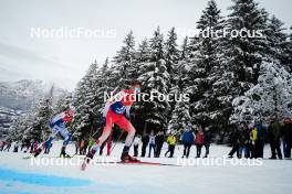 07.01.2024, Val di Fiemme, Italy (ITA): Jens Burman (SWE), Beda Klee (SUI), (l-r)  - FIS world cup cross-country, tour de ski, final climb, Val di Fiemme (ITA). www.nordicfocus.com. © Barbieri/NordicFocus. Every downloaded picture is fee-liable.