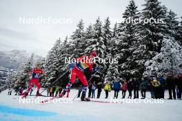 07.01.2024, Val di Fiemme, Italy (ITA): Mika Vermeulen (AUT), Harald Oestberg Amundsen (NOR), (l-r)  - FIS world cup cross-country, tour de ski, final climb, Val di Fiemme (ITA). www.nordicfocus.com. © Barbieri/NordicFocus. Every downloaded picture is fee-liable.