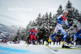 07.01.2024, Val di Fiemme, Italy (ITA): Erik Valnes (NOR), William Poromaa (SWE), (l-r)  - FIS world cup cross-country, tour de ski, final climb, Val di Fiemme (ITA). www.nordicfocus.com. © Barbieri/NordicFocus. Every downloaded picture is fee-liable.