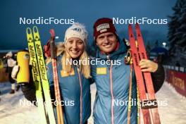 07.01.2024, Val di Fiemme, Italy (ITA): Teresa Stadlober (AUT), Mika Vermeulen (AUT), (l-r)  - FIS world cup cross-country, tour de ski, final climb, Val di Fiemme (ITA). www.nordicfocus.com. © Modica/NordicFocus. Every downloaded picture is fee-liable.