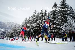 07.01.2024, Val di Fiemme, Italy (ITA): Cyril Faehndrich (SUI), Ryo Hirose (JPN), (l-r)  - FIS world cup cross-country, tour de ski, final climb, Val di Fiemme (ITA). www.nordicfocus.com. © Barbieri/NordicFocus. Every downloaded picture is fee-liable.