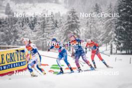 06.01.2024, Val di Fiemme, Italy (ITA): Sofia Henriksson (SWE), Vilma Ryytty (FIN), Samantha Smith (USA), Mathilde Myhrvold (NOR), (l-r)  - FIS world cup cross-country, tour de ski, mass, Val di Fiemme (ITA). www.nordicfocus.com. © Barbieri/NordicFocus. Every downloaded picture is fee-liable.