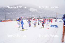 06.01.2024, Val di Fiemme, Italy (ITA): Kerttu Niskanen (FIN), Frida Karlsson (SWE), Katharina Hennig (GER), (l-r)  - FIS world cup cross-country, tour de ski, mass, Val di Fiemme (ITA). www.nordicfocus.com. © Barbieri/NordicFocus. Every downloaded picture is fee-liable.