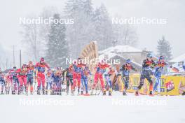06.01.2024, Val di Fiemme, Italy (ITA): Kristin Austgulen Fosnaes (NOR), Heidi Weng (NOR), Teresa Stadlober (AUT), Jonna Sundling (SWE), (l-r)  - FIS world cup cross-country, tour de ski, mass, Val di Fiemme (ITA). www.nordicfocus.com. © Barbieri/NordicFocus. Every downloaded picture is fee-liable.