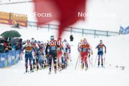 06.01.2024, Val di Fiemme, Italy (ITA): Jessie Diggins (USA), Frida Karlsson (SWE), Victoria Carl (GER), Teresa Stadlober (AUT), (l-r)  - FIS world cup cross-country, tour de ski, mass, Val di Fiemme (ITA). www.nordicfocus.com. © Modica/NordicFocus. Every downloaded picture is fee-liable.