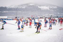 06.01.2024, Val di Fiemme, Italy (ITA): Jessie Diggins (USA), Frida Karlsson (SWE), Heidi Weng (NOR), Katharina Hennig (GER), Johanna Hagstroem (SWE), (l-r)  - FIS world cup cross-country, tour de ski, mass, Val di Fiemme (ITA). www.nordicfocus.com. © Barbieri/NordicFocus. Every downloaded picture is fee-liable.