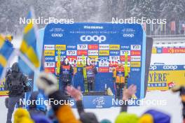 06.01.2024, Val di Fiemme, Italy (ITA): Frida Karlsson (SWE), Linn Svahn (SWE), Katharina Hennig (GER), (l-r)  - FIS world cup cross-country, tour de ski, mass, Val di Fiemme (ITA). www.nordicfocus.com. © Barbieri/NordicFocus. Every downloaded picture is fee-liable.