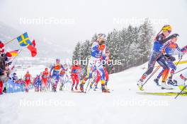 06.01.2024, Val di Fiemme, Italy (ITA): Jessie Diggins (USA), Jonna Sundling (SWE), (l-r)  - FIS world cup cross-country, tour de ski, mass, Val di Fiemme (ITA). www.nordicfocus.com. © Barbieri/NordicFocus. Every downloaded picture is fee-liable.