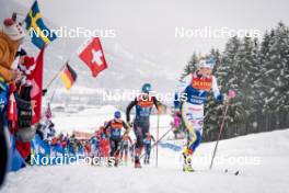 06.01.2024, Val di Fiemme, Italy (ITA): Katharina Hennig (GER), Victoria Carl (GER), Frida Karlsson (SWE), (l-r)  - FIS world cup cross-country, tour de ski, mass, Val di Fiemme (ITA). www.nordicfocus.com. © Barbieri/NordicFocus. Every downloaded picture is fee-liable.