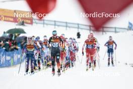 06.01.2024, Val di Fiemme, Italy (ITA): Jessie Diggins (USA), Frida Karlsson (SWE), Victoria Carl (GER), (l-r)  - FIS world cup cross-country, tour de ski, mass, Val di Fiemme (ITA). www.nordicfocus.com. © Modica/NordicFocus. Every downloaded picture is fee-liable.