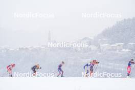 06.01.2024, Val di Fiemme, Italy (ITA): Lisa Lohmann (GER), Sophia Laukli (USA), Emma Ribom (SWE), (l-r)  - FIS world cup cross-country, tour de ski, mass, Val di Fiemme (ITA). www.nordicfocus.com. © Barbieri/NordicFocus. Every downloaded picture is fee-liable.