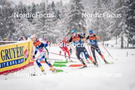06.01.2024, Val di Fiemme, Italy (ITA): Frida Karlsson (SWE), Victoria Carl (GER), Katharina Hennig (GER), (l-r)  - FIS world cup cross-country, tour de ski, mass, Val di Fiemme (ITA). www.nordicfocus.com. © Barbieri/NordicFocus. Every downloaded picture is fee-liable.