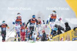 06.01.2024, Val di Fiemme, Italy (ITA): Linn Svahn (SWE), Katharina Hennig (GER), Frida Karlsson (SWE), (l-r)  - FIS world cup cross-country, tour de ski, mass, Val di Fiemme (ITA). www.nordicfocus.com. © Modica/NordicFocus. Every downloaded picture is fee-liable.