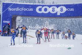 06.01.2024, Val di Fiemme, Italy (ITA): Theo Schely (FRA), Elia Barp (ITA), Matz William Jenssen (NOR), (l-r)  - FIS world cup cross-country, tour de ski, mass, Val di Fiemme (ITA). www.nordicfocus.com. © Barbieri/NordicFocus. Every downloaded picture is fee-liable.