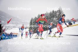 06.01.2024, Val di Fiemme, Italy (ITA): Sofia Henriksson (SWE), Margrethe Bergane (NOR), Caterina Ganz (ITA), Katerina Janatova (CZE), (l-r)  - FIS world cup cross-country, tour de ski, mass, Val di Fiemme (ITA). www.nordicfocus.com. © Barbieri/NordicFocus. Every downloaded picture is fee-liable.
