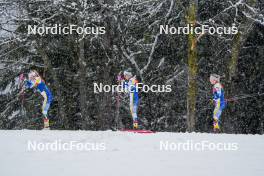 06.01.2024, Val di Fiemme, Italy (ITA): Frida Karlsson (SWE), Linn Svahn (SWE), Jonna Sundling (SWE), (l-r)  - FIS world cup cross-country, tour de ski, mass, Val di Fiemme (ITA). www.nordicfocus.com. © Barbieri/NordicFocus. Every downloaded picture is fee-liable.
