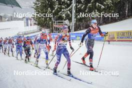 06.01.2024, Val di Fiemme, Italy (ITA): Jessie Diggins (USA), Victoria Carl (GER), (l-r)  - FIS world cup cross-country, tour de ski, mass, Val di Fiemme (ITA). www.nordicfocus.com. © Barbieri/NordicFocus. Every downloaded picture is fee-liable.