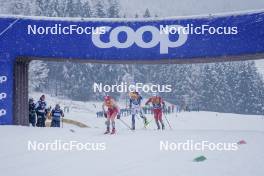 06.01.2024, Val di Fiemme, Italy (ITA): Cyril Faehndrich (SUI), William Poromaa (SWE), Erik Valnes (NOR), (l-r)  - FIS world cup cross-country, tour de ski, mass, Val di Fiemme (ITA). www.nordicfocus.com. © Barbieri/NordicFocus. Every downloaded picture is fee-liable.