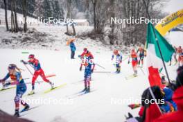 06.01.2024, Val di Fiemme, Italy (ITA): Jessie Diggins (USA), Heidi Weng (NOR), Sophia Laukli (USA), Nadja Kaelin (SUI), (l-r)  - FIS world cup cross-country, tour de ski, mass, Val di Fiemme (ITA). www.nordicfocus.com. © Barbieri/NordicFocus. Every downloaded picture is fee-liable.