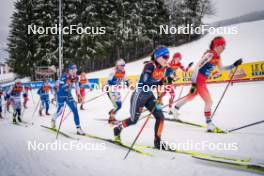06.01.2024, Val di Fiemme, Italy (ITA): Kerttu Niskanen (FIN), Emma Ribom (SWE), Katharina Hennig (GER), Nadja Kaelin (SUI), (l-r)  - FIS world cup cross-country, tour de ski, mass, Val di Fiemme (ITA). www.nordicfocus.com. © Barbieri/NordicFocus. Every downloaded picture is fee-liable.