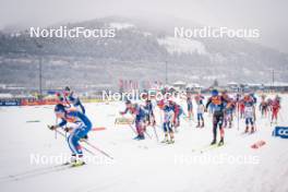 06.01.2024, Val di Fiemme, Italy (ITA): Kerttu Niskanen (FIN), Jessie Diggins (USA), Frida Karlsson (SWE), Katharina Hennig (GER), (l-r)  - FIS world cup cross-country, tour de ski, mass, Val di Fiemme (ITA). www.nordicfocus.com. © Barbieri/NordicFocus. Every downloaded picture is fee-liable.