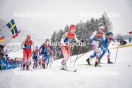 06.01.2024, Val di Fiemme, Italy (ITA): Desiree Steiner (SUI), Rosie Brennan (USA), Nadja Kaelin (SUI), Linn Svahn (SWE), Krista Parmakoski (FIN), (l-r)  - FIS world cup cross-country, tour de ski, mass, Val di Fiemme (ITA). www.nordicfocus.com. © Barbieri/NordicFocus. Every downloaded picture is fee-liable.