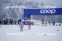 06.01.2024, Val di Fiemme, Italy (ITA): Calle Halfvarsson (SWE), Martin Loewstroem Nyenget (NOR), (l-r)  - FIS world cup cross-country, tour de ski, mass, Val di Fiemme (ITA). www.nordicfocus.com. © Barbieri/NordicFocus. Every downloaded picture is fee-liable.