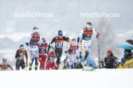 06.01.2024, Val di Fiemme, Italy (ITA): Linn Svahn (SWE), Katharina Hennig (GER), Frida Karlsson (SWE), (l-r)  - FIS world cup cross-country, tour de ski, mass, Val di Fiemme (ITA). www.nordicfocus.com. © Modica/NordicFocus. Every downloaded picture is fee-liable.