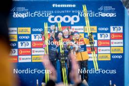 06.01.2024, Val di Fiemme, Italy (ITA): Frida Karlsson (SWE), Linn Svahn (SWE), Katharina Hennig (GER), (l-r) - FIS world cup cross-country, tour de ski, mass, Val di Fiemme (ITA). www.nordicfocus.com. © Barbieri/NordicFocus. Every downloaded picture is fee-liable.