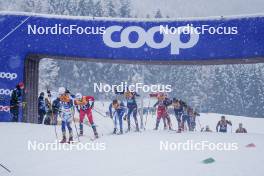 06.01.2024, Val di Fiemme, Italy (ITA): Leo Johansson (SWE), Haavard Solaas Taugboel (NOR), Theo Schely (FRA), (l-r)  - FIS world cup cross-country, tour de ski, mass, Val di Fiemme (ITA). www.nordicfocus.com. © Barbieri/NordicFocus. Every downloaded picture is fee-liable.