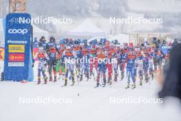 06.01.2024, Val di Fiemme, Italy (ITA): Jonna Sundling (SWE), Linn Svahn (SWE), Jessie Diggins (USA), Kerttu Niskanen (FIN), (l-r)  - FIS world cup cross-country, tour de ski, mass, Val di Fiemme (ITA). www.nordicfocus.com. © Barbieri/NordicFocus. Every downloaded picture is fee-liable.