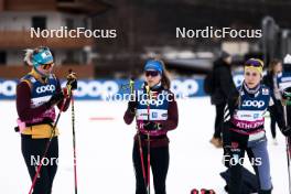 05.01.2024, Val di Fiemme, Italy (ITA): Victoria Carl (GER), Katharina Hennig (GER), Lisa Lohmann (GER), (l-r)  - FIS world cup cross-country, tour de ski, training, Val di Fiemme (ITA). www.nordicfocus.com. © Modica/NordicFocus. Every downloaded picture is fee-liable.