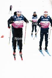 05.01.2024, Val di Fiemme, Italy (ITA): Jules Lapierre (FRA), Hugo Lapalus (FRA), (l-r)  - FIS world cup cross-country, tour de ski, training, Val di Fiemme (ITA). www.nordicfocus.com. © Modica/NordicFocus. Every downloaded picture is fee-liable.