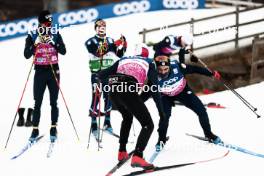 05.01.2024, Val di Fiemme, Italy (ITA): Hugo Lapalus (FRA), Jules Chappaz (FRA), (l-r)  - FIS world cup cross-country, tour de ski, training, Val di Fiemme (ITA). www.nordicfocus.com. © Modica/NordicFocus. Every downloaded picture is fee-liable.